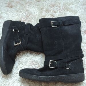 Coach Black Suede Women's Buckle Boots